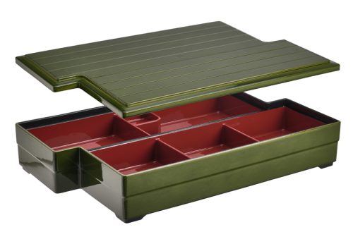 Groen Zwart/Rode Bento Box - Lacqueware - 37.2x22.5x6.5cm