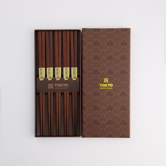 Tokyo Design Studio - Chopstick - Giftset/5 - Vierkant - Bruin