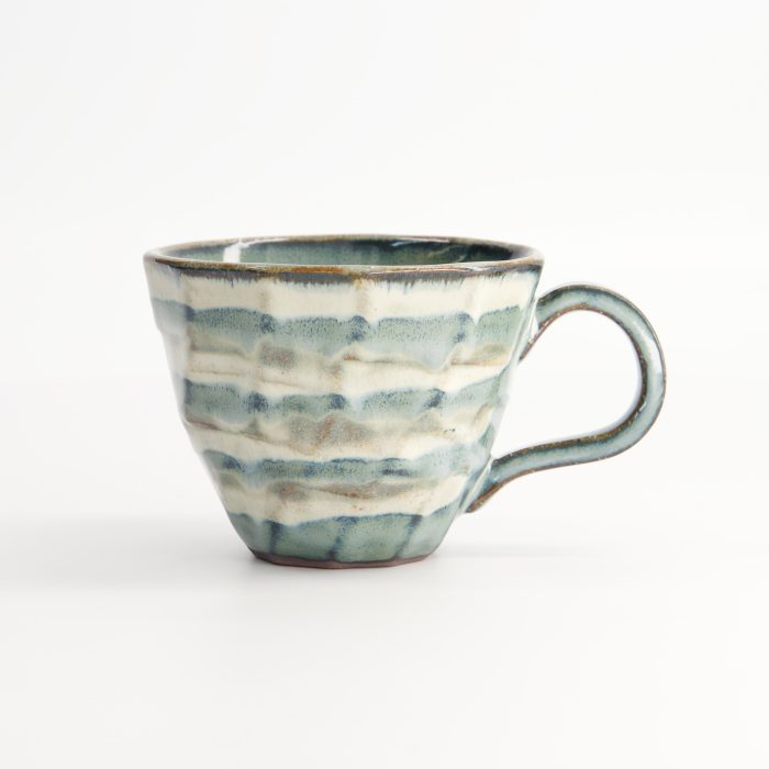 Tokyo Design Studio - Craft Mug - Groen/Beige Streep - 9.5x12.5x7.5cm