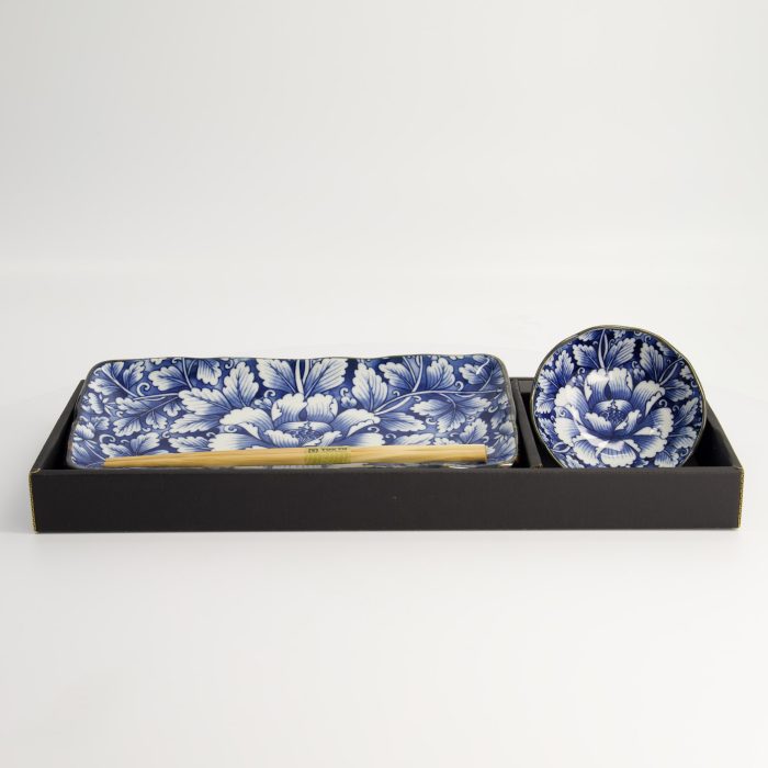 Tokyo Design Studio - Dami Botan - Twee delige bordenset - Blauw/Wit - 11x4cm & 28x13cm