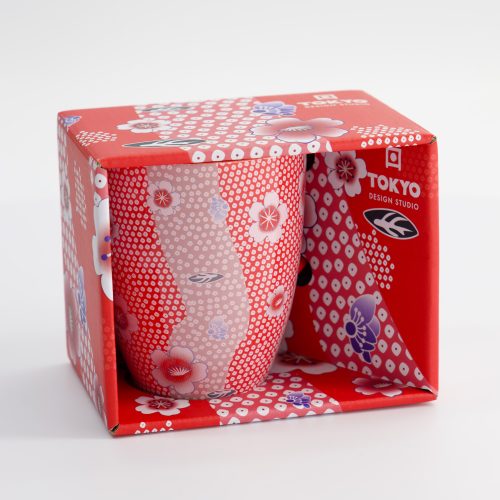 Tokyo Design Studio - Kawaii - Bloem - Mok - W/Cadeauverpakking - Rood - 8,5x10,2 cm - 380 ml