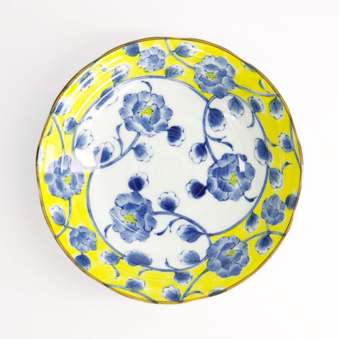 Tokyo Design Studio - Botan - Shallow Bowl - Yellow/Blue - 16.5x4cm