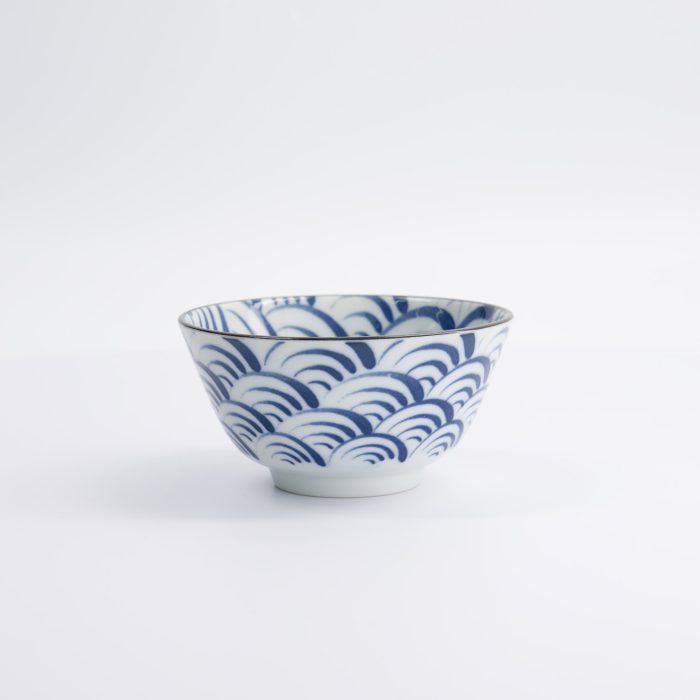 Tokyo Design Studio - Natsu Nami - Rice Bowl - Blue/White - 12x6.4cm - Image 3