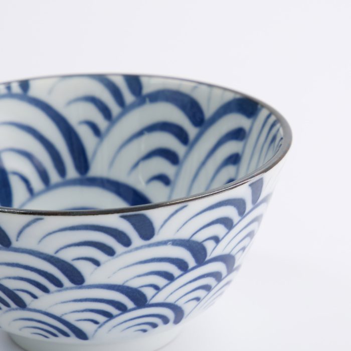 Tokyo Design Studio - Natsu Nami - Rice Bowl - Blue/White - 12x6.4cm - Image 4