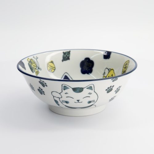 Tokyo Design Studio - Kawaii - Lucky Cat - Neko Ramen Kom - Blauw - 20,8x8cm - 1000ml